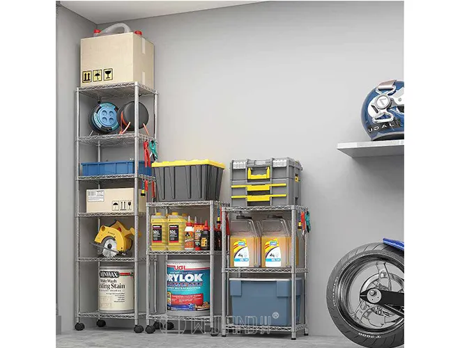 2-in-1 Chrome Wire Shelving with Wheels - Heavy Duty Rolling Cart（1）