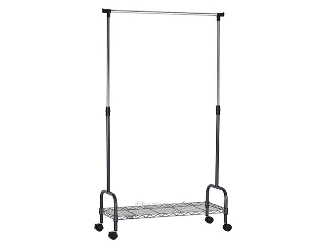 Single-Rod Clothes Rack with Wire Shelf - Garment & Storage Rack(3)