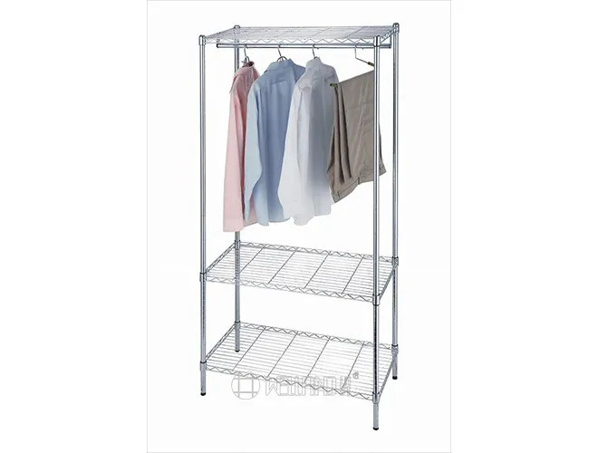 Adjustable 3-Tier Chrome Garment Rack - Height Adjustable Rack（1）