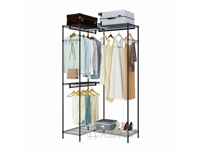 5-Tier Black Clothes Wardrobe - Wire Shelving Garment Rack(1)