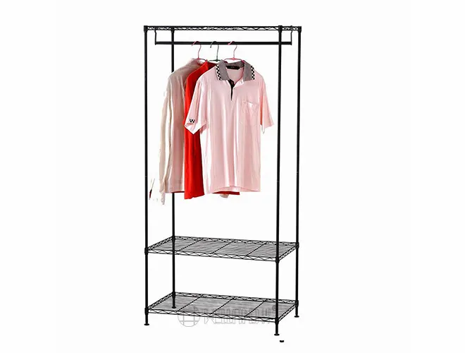 3-Tier Black Garment Rack with Hanging Rod - Wire Storage Unit(2)
