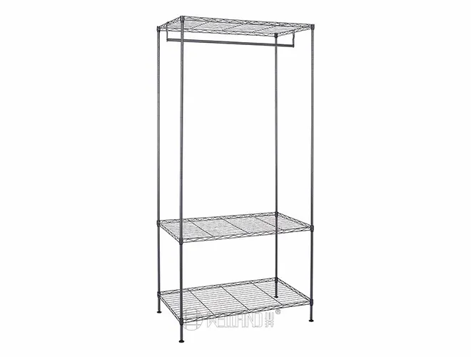 3-Tier Black Garment Rack with Hanging Rod - Wire Storage Unit(3)