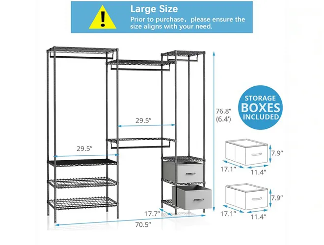 Large Size Black Clothes Wardrobe - Walk-In Closet Alternative（2）