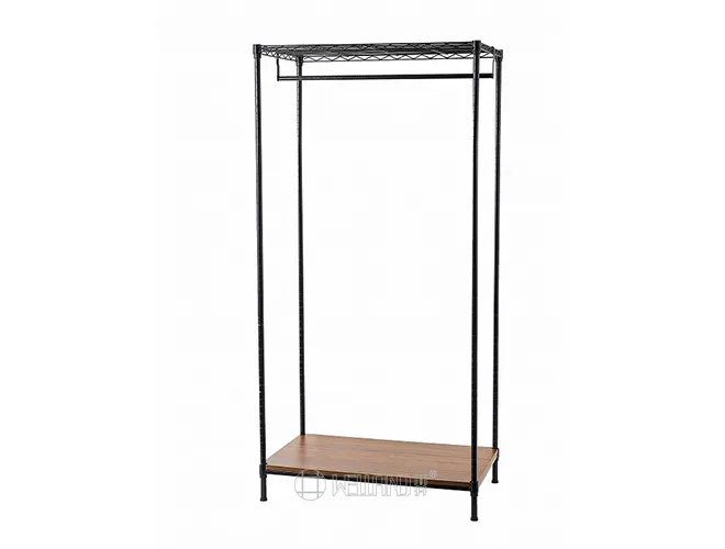 3-Tier Steel & Wood Clothes Rack - Modern Furniture Design（2）