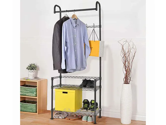 Doorway Garment Rack with Wire Shelves - Space Saving Organizer（2）