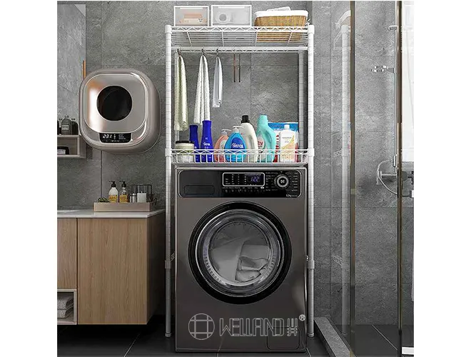 3-Tier Washing Machine Storage Rack - White Laundry Organizer（2）