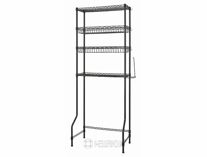 4-Tier Over Toilet Rack with Baskets - Black Bathroom Storage（4）
