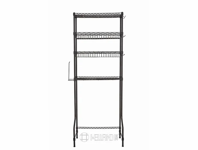 4-Tier Over Toilet Rack with Baskets - Black Bathroom Storage（5）