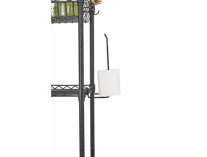 4-Tier Over Toilet Rack with Baskets - Black Bathroom Storage（6）