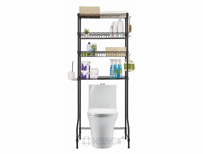 4-Tier Over Toilet Rack with Baskets - Black Bathroom Storage（2）