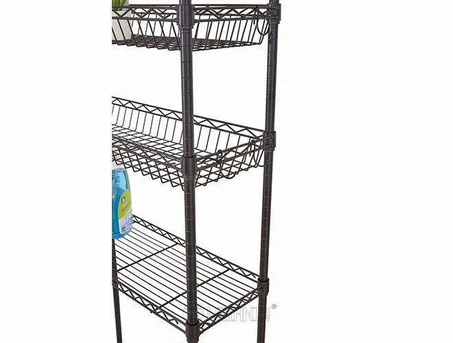 4-Tier Over Toilet Rack with Baskets - Black Bathroom Storage（7）