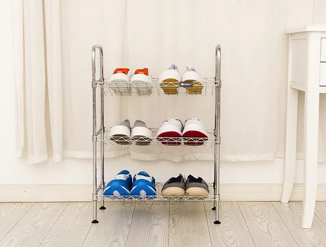 Adjustable 3-Tier Shoe Rack - Chrome Boot Organizer（2）
