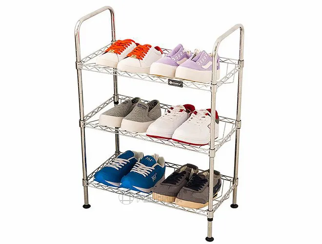 Adjustable 3-Tier Shoe Rack - Chrome Boot Organizer（3）