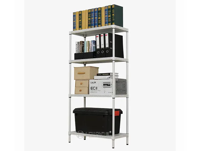 4-Tier Perforated Metal Rack - White Garage & Workshop Storage(2)