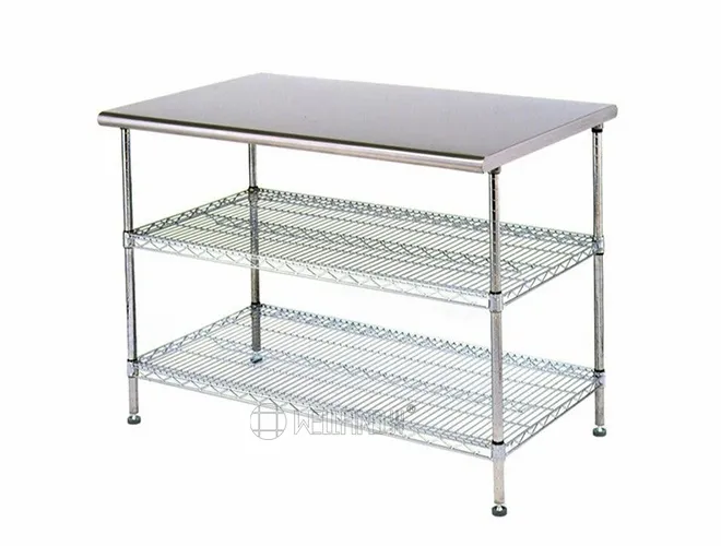 3-Tier Stainless Steel Work Table - Industrial Wire Shelves Organizer(1)