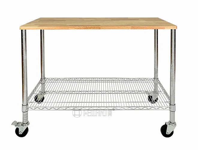 2-Tier Solid Wood Work Table with Wire Shelf - Home Office Desk(3)