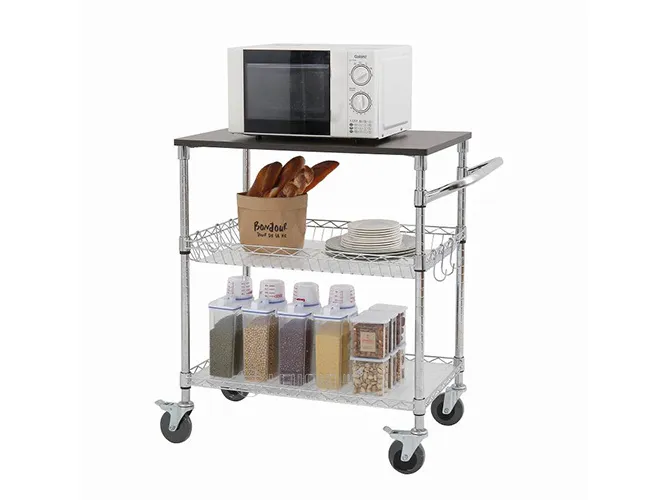 3-Tier Kitchen Trolley with MDF Board - Rolling Service Cart(1)