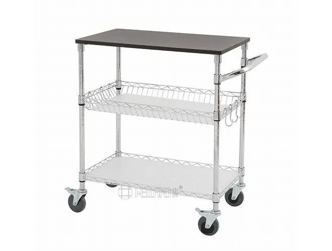 3-Tier Kitchen Trolley with MDF Board - Rolling Service Cart(2)