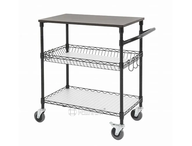 3-Tier Kitchen Trolley with MDF Board - Rolling Service Cart(4)
