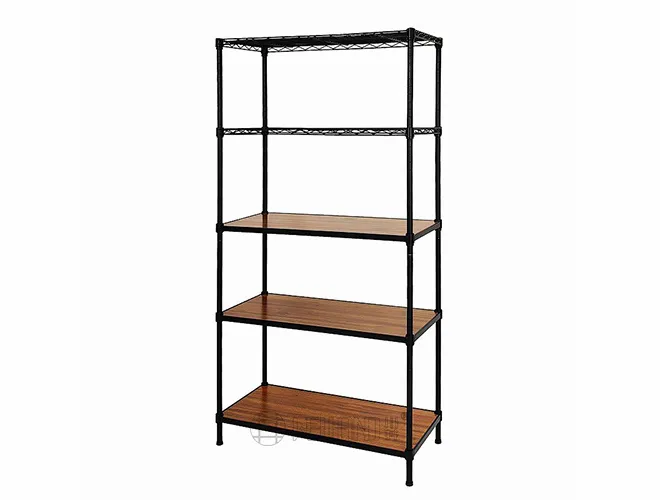5-Tier Bamboo Fiberboard Storage Rack - Steel Metal Furniture(4)