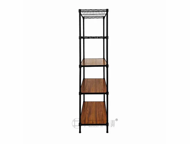 5-Tier Bamboo Fiberboard Storage Rack - Steel Metal Furniture(6)