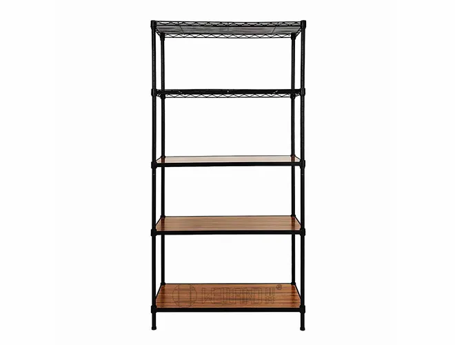 5-Tier Bamboo Fiberboard Storage Rack - Steel Metal Furniture(5)