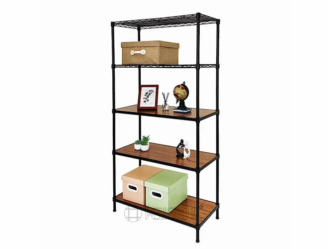5-Tier Bamboo Fiberboard Storage Rack - Steel Metal Furniture(1)