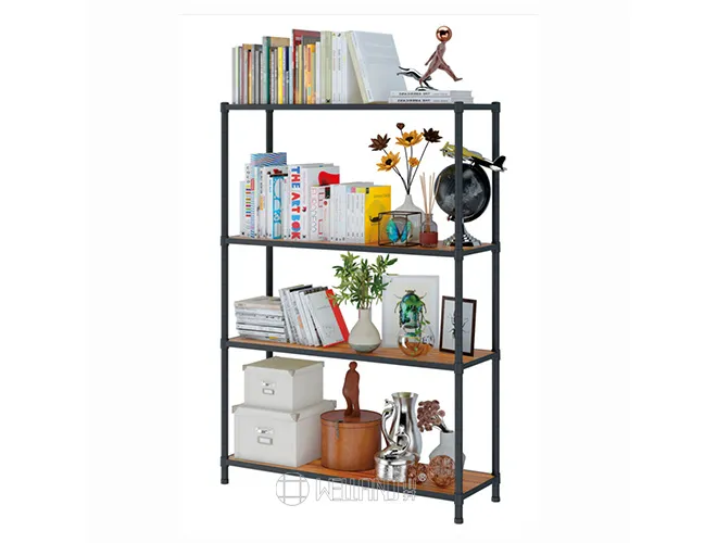 4-Tier Bamboo Book Rack - Steel Bookshelf Organizer(1)