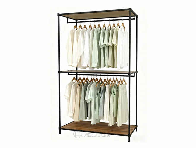 Adjustable 3-Tier Clothes Wardrobe - Steel Metal Furniture