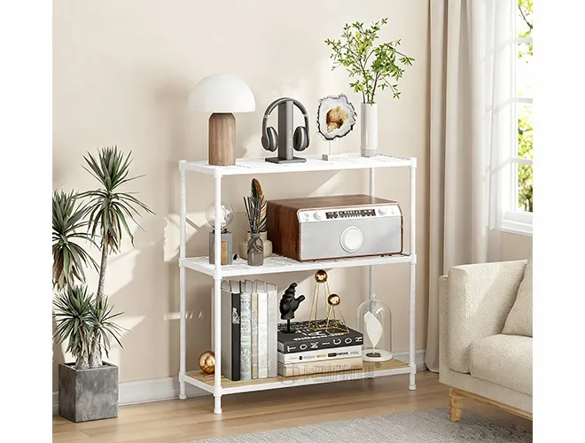 3-Tier Bamboo Living Room Rack - Decorative Storage Shelf(2)