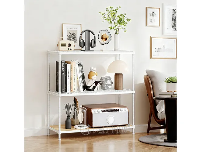 3-Tier Bamboo Living Room Rack - Decorative Storage Shelf(1)