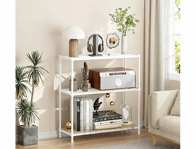 3-Tier Bamboo Living Room Rack - Decorative Storage Shelf(3)