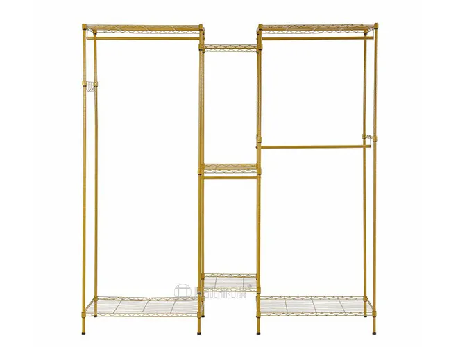 6-Tier Gold Garment Rack - Wire Shelving Clothes Wardrobe（3）