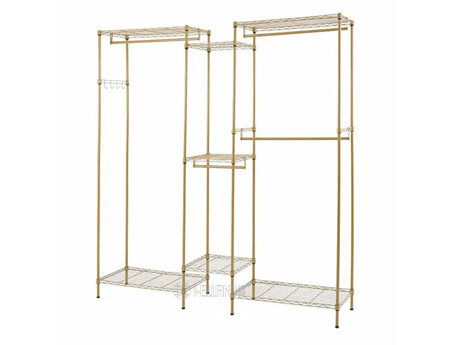 6-Tier Gold Garment Rack - Wire Shelving Clothes Wardrobe（2）