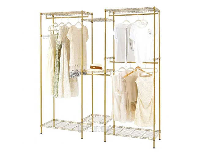 6-Tier Gold Garment Rack - Wire Shelving Clothes Wardrobe（1）