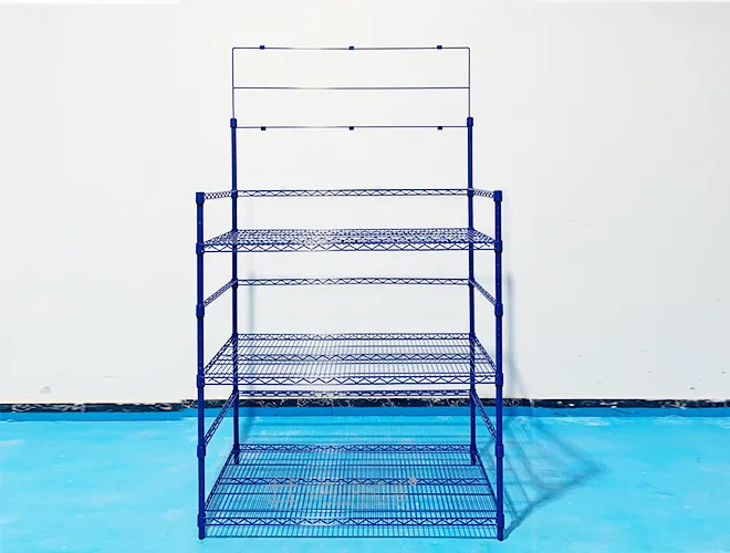 3-Tier Blue Water Bottle Display Rack with AD Board – Ideal for Store & Office Storage (4)